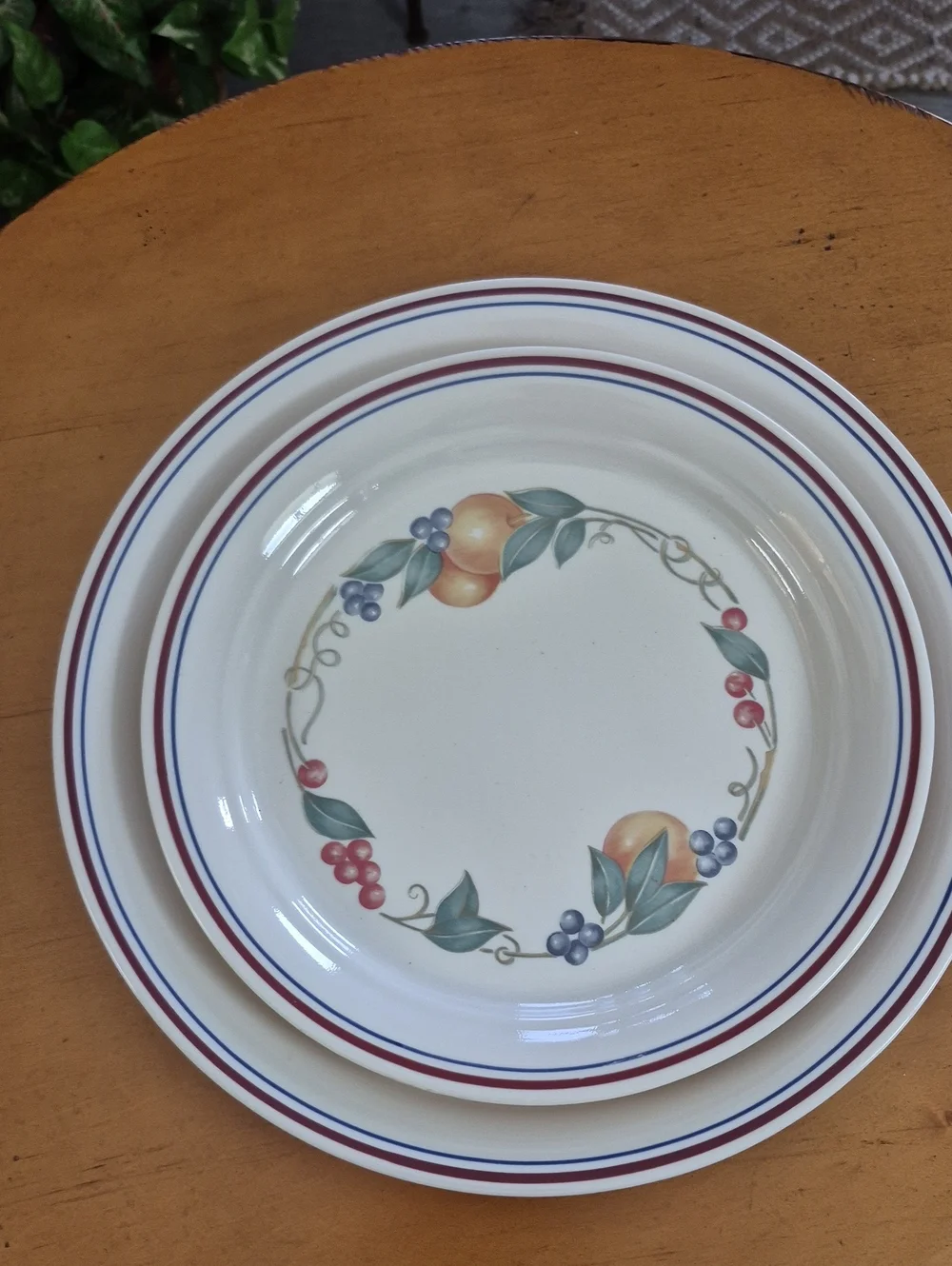 Set Of Corelle Abundabce Fruit Wreath Dinner & Salad Plates